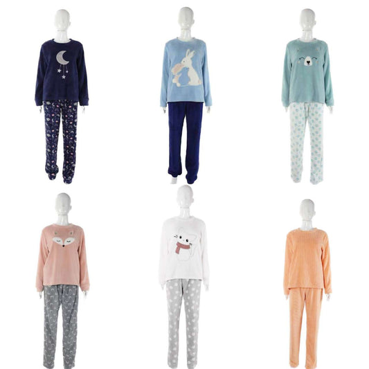 Pijama Térmica de Invierno para Mujer - Conjunto de Felpa Suave y Calientita, Diseños de Animales con Pantalón, Victoria Star