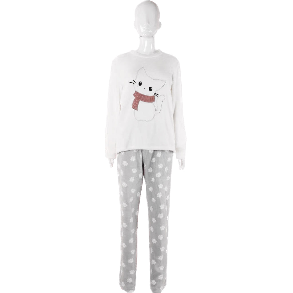 Pijama Térmica de Invierno para Mujer - Conjunto de Felpa Suave y Calientita, 2 Piezas, Diseños de Animales con Pantalón, Tallas S-XL