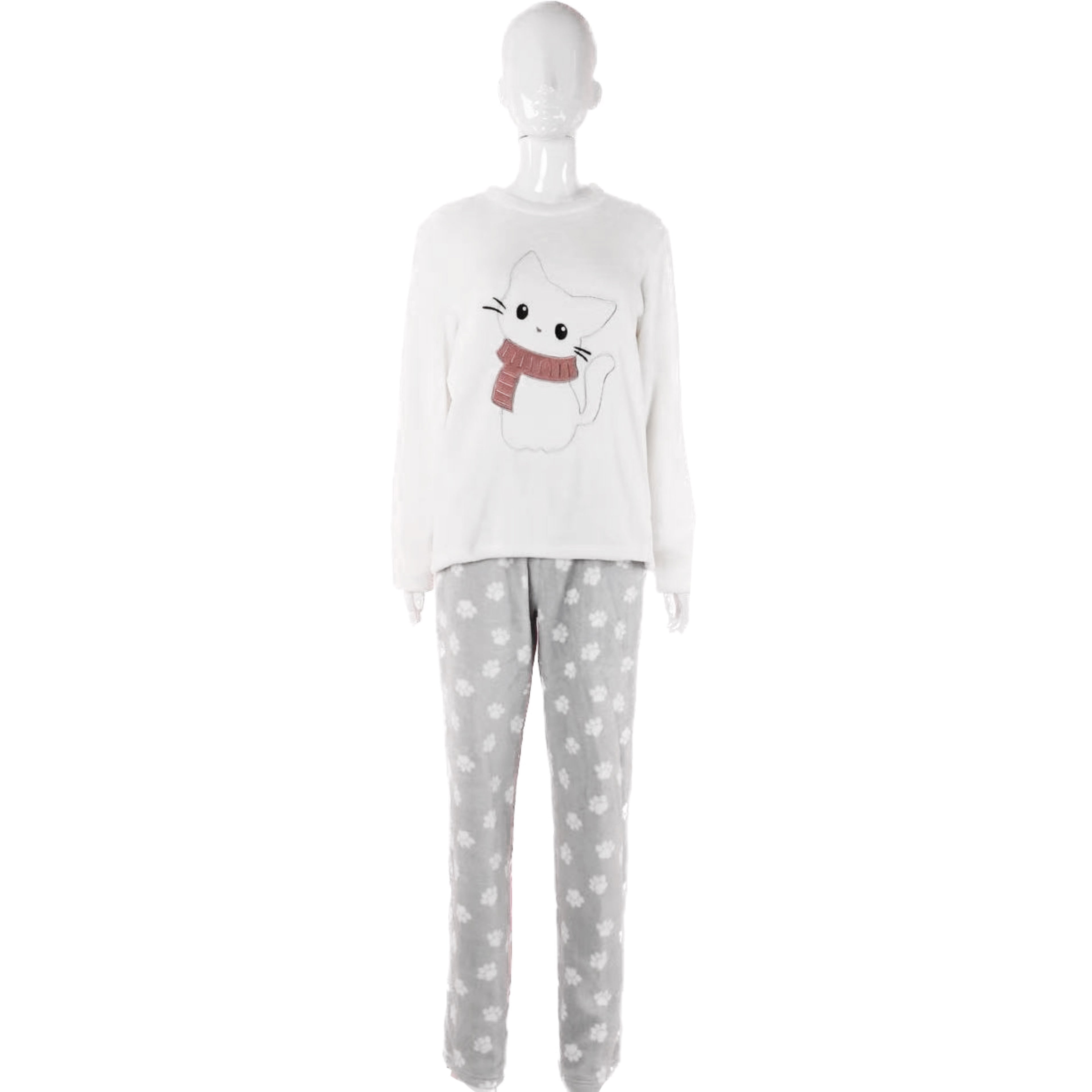 Pijama Térmica de Invierno para Mujer - Conjunto de Felpa Suave y Calientita, 2 Piezas, Diseños de Animales con Pantalón, Tallas S-XL